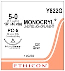 Monocryl Suture 5-0 18" Poliglecaprone 25 Monofilament PC-5 Undyed 12/Bx
