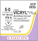 Vicryl Plus Suture 5-0 18" Triclosan/Polyglactin 910 Braid PS-5 Undyed 12/Bx