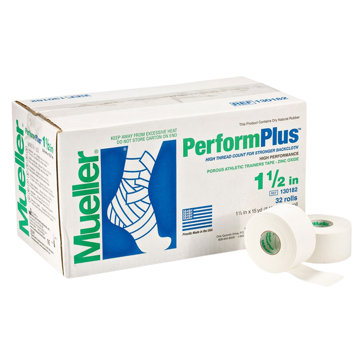 Perform Plus Trainers Tape Cotton/Zinc Oxide 1.5"x15yd White 32Rl/Ca