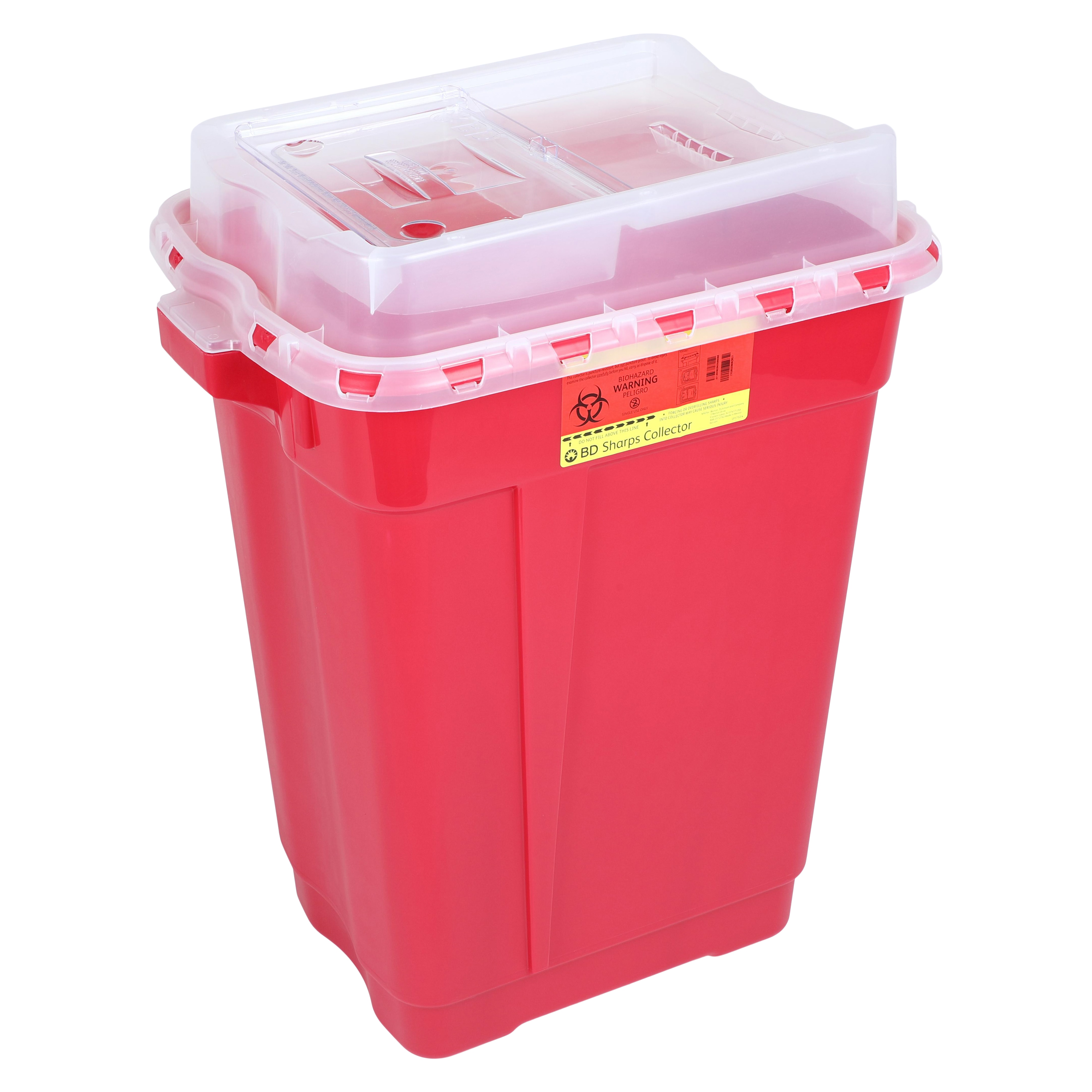 Sharps Container 19gal Red/Clear 14-3/4x20x26-1/4" Sliding Lid Plastic Ea