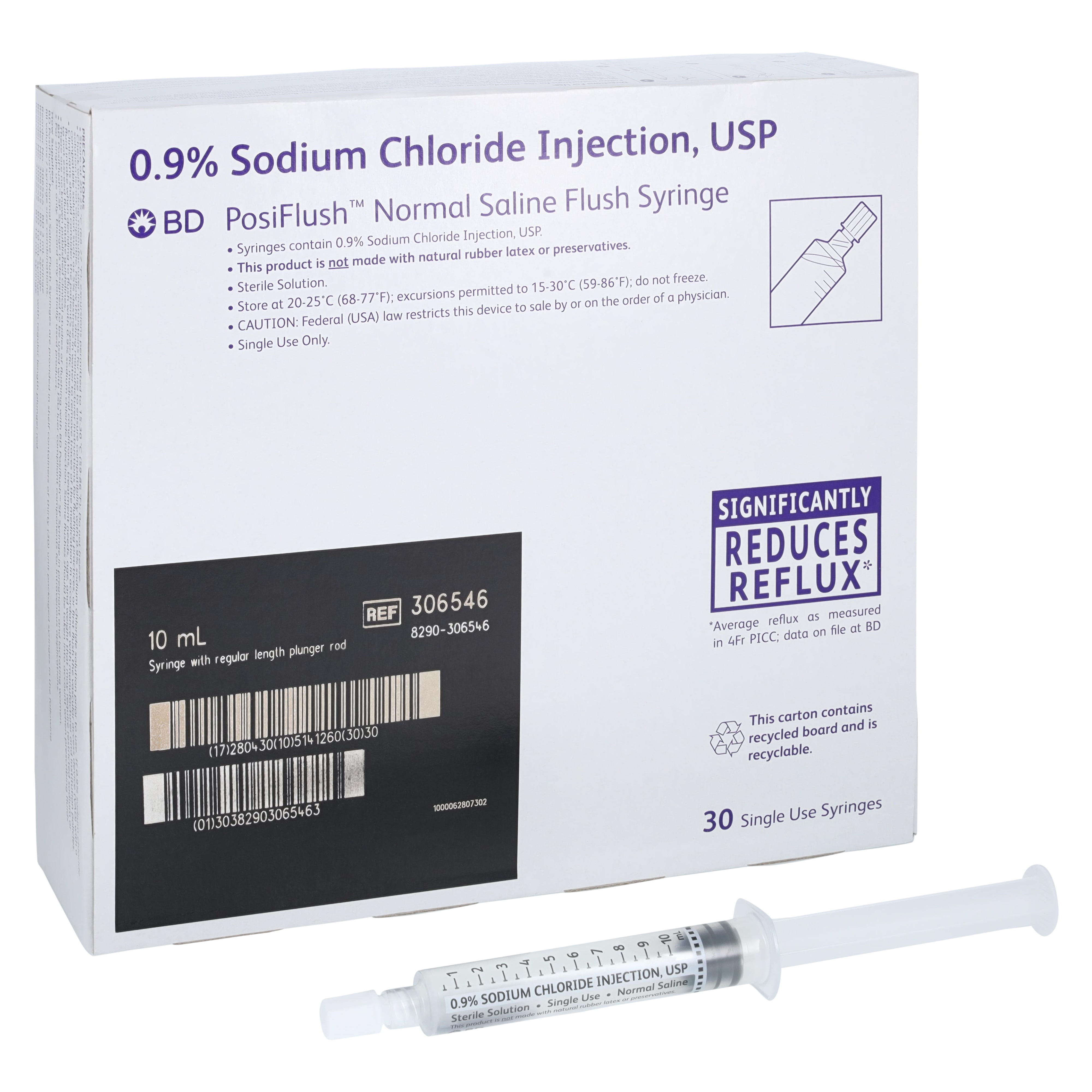 Posiflush Normal Saline IV Flsh Sol 0.9% Std Pngr Rd Prefl Syr 10mL 30/Package