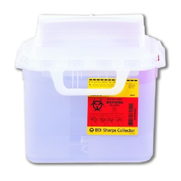 Sharps Container 5.4qt Pearl 4-1/2x11-6/10x11-7/10" Side Entry Plastic Ea