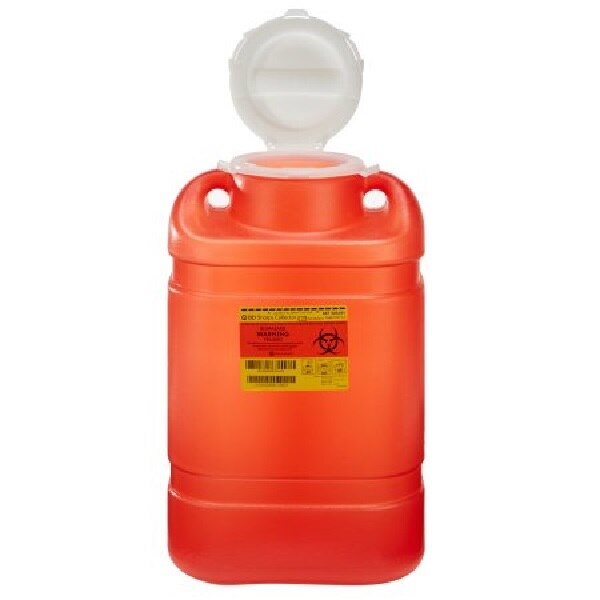 Sharps Container 5gal Red/Clear 7-1/2x10-1/2x18" Hinge Lid Plastic Ea