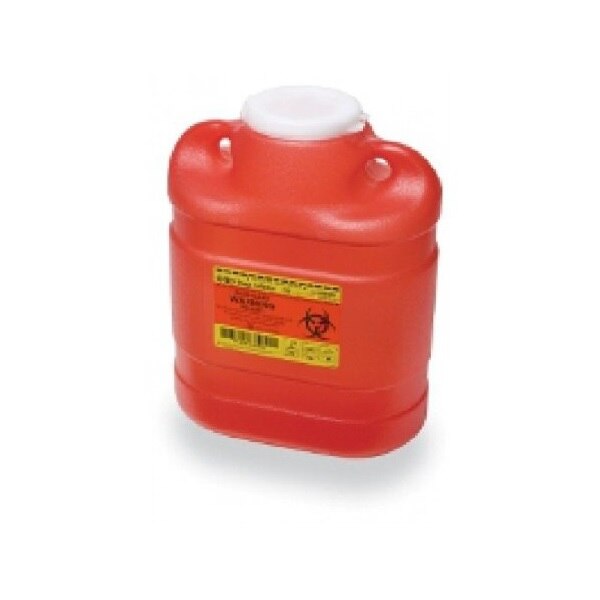 Sharps Container 6.9qt Red/Clear 5-3/10x9-4/10x11-1/2" Hinge Lid/Petals Plstc EA