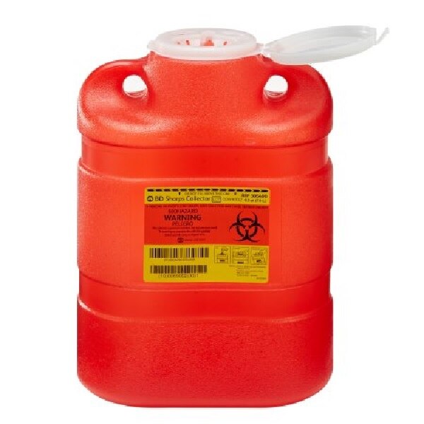 Sharps Container 8.2qt Red/Clear 5-3/10x9-4/10x13-4/10" Hng Ld/Ptls Plstc EA