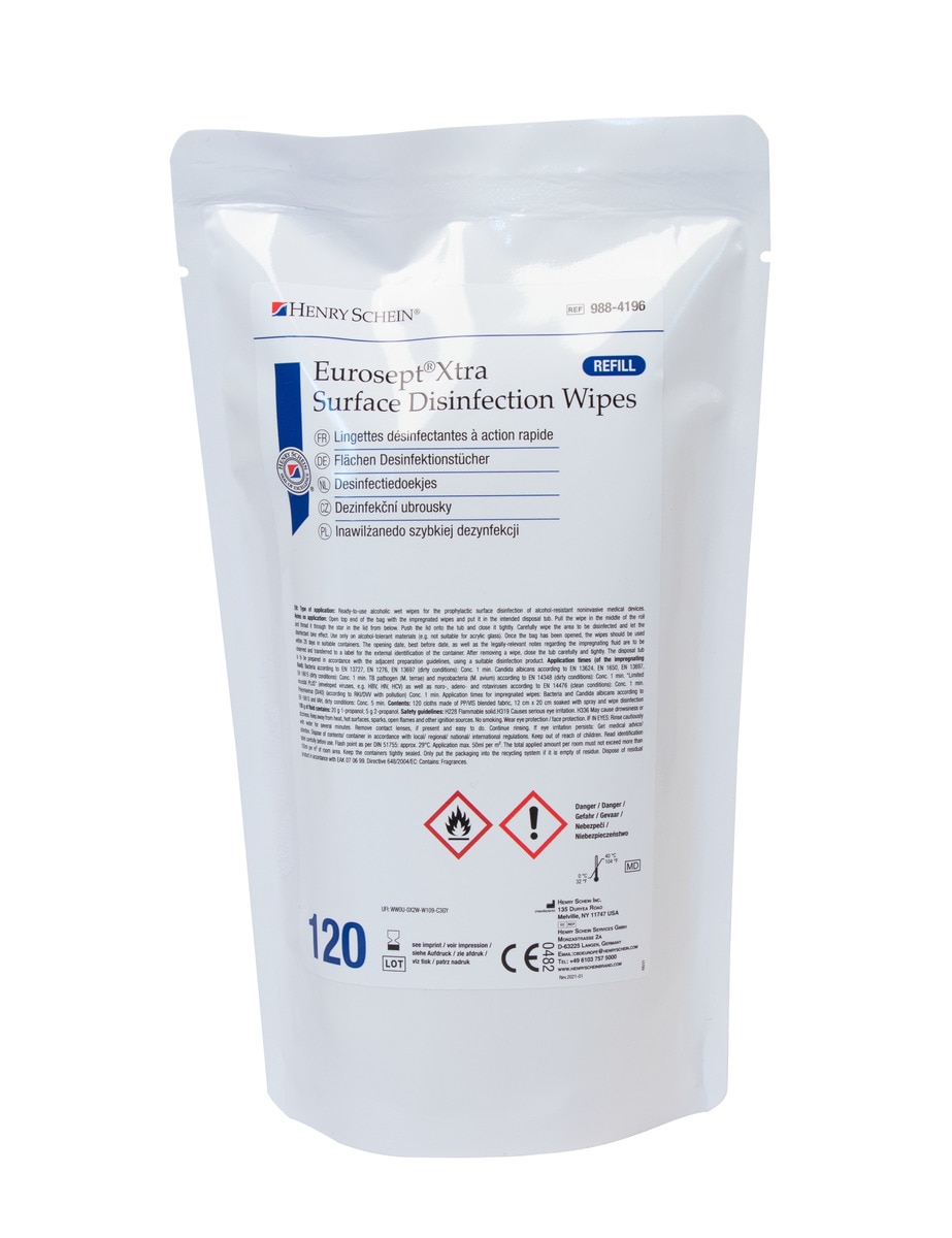EuroSept Xtra Surface Disinfection Wipes XS - Navulling,120 wipes (13 x 20 cm)